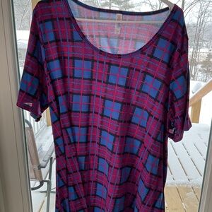 Plaid Women's Top in Blue and Pink